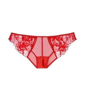 Victoria secret- Red Satin Embroided Mesh & Lace Cheekini